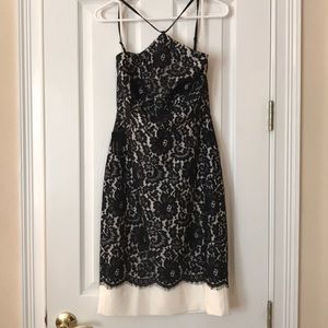 Limited black and white strappy lace dress sz 2